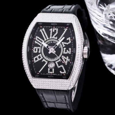 Franck Muller Vanguard Yachting V45 RACING series Silver / Rose gold steel case with White diamonds Diameter 44mm watch